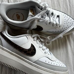 Nike white and leopard sneakers NWOT
